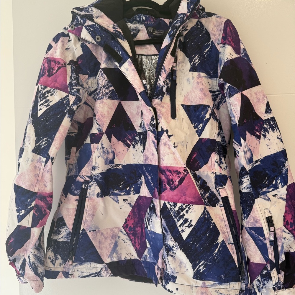 Women's Geometric Ski Jacket - Blue, Pink, White